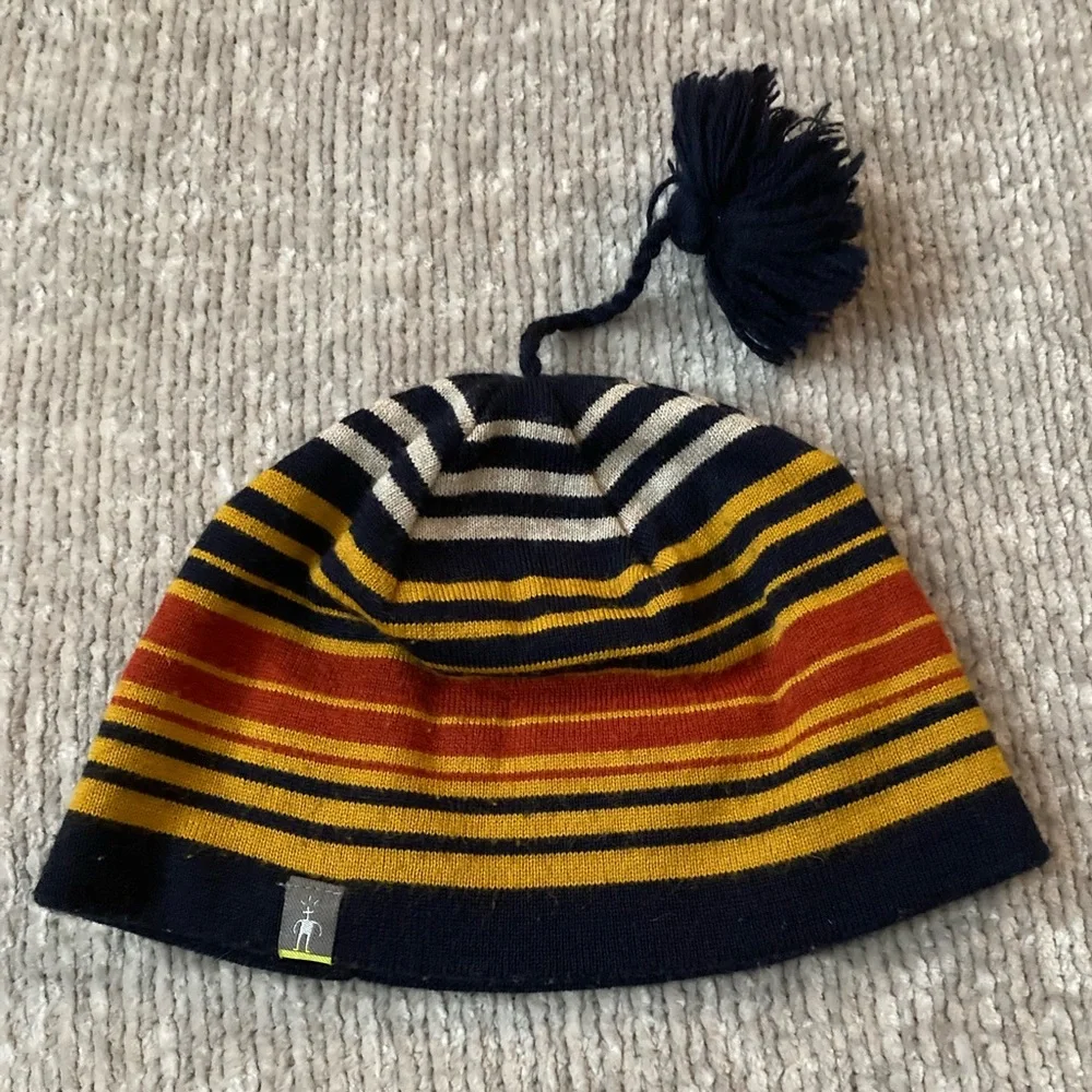 Smartwool Merino Wool Striped Beanie Hat‎ Boys Youth Winter Activewear Classic